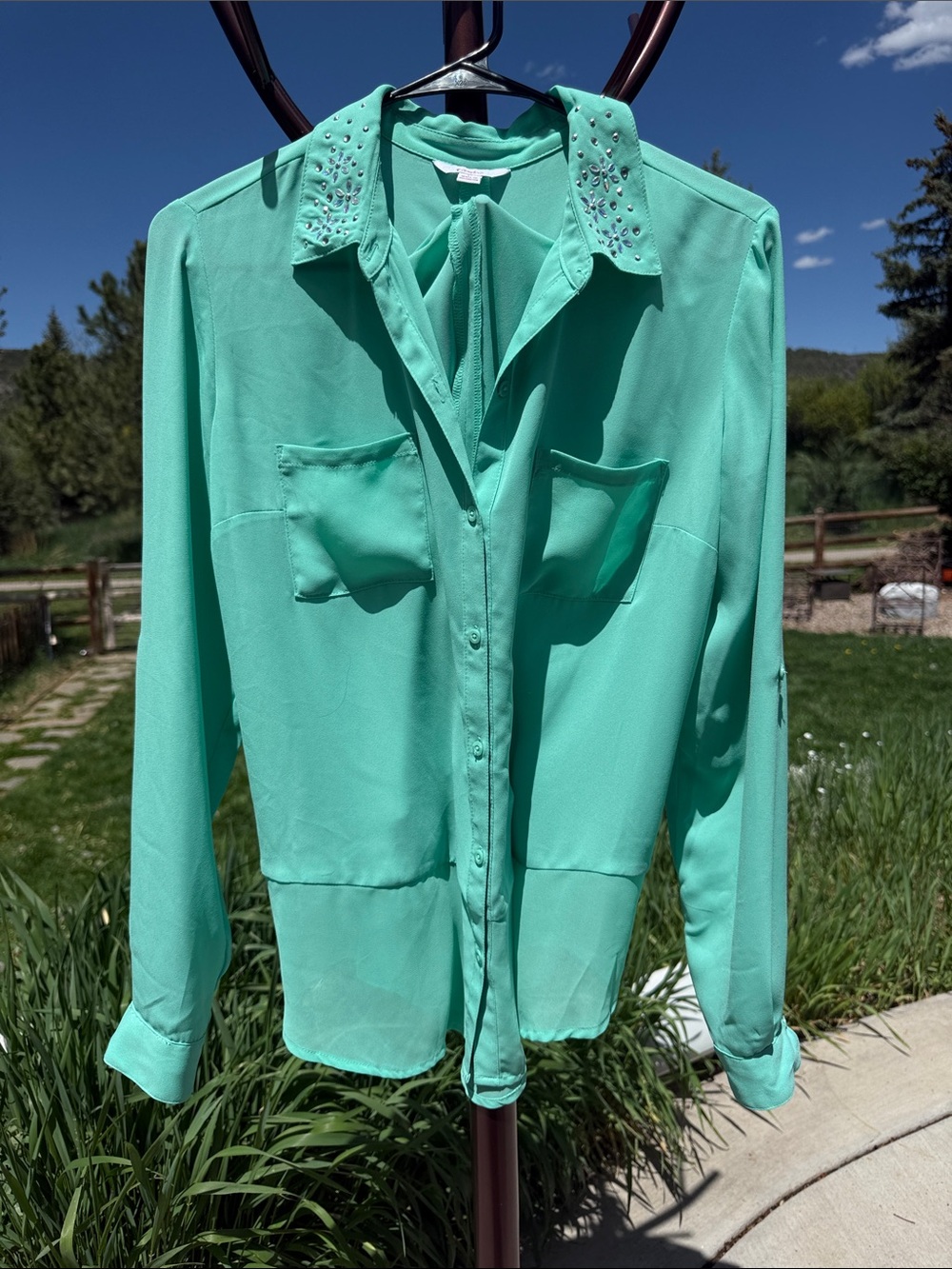 Candies Jeweled Collar Blouse
